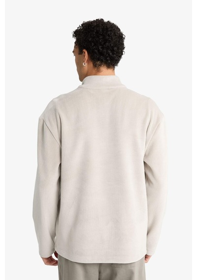 Defacto Yumuşak Tuşe Kadife Sweatshirt F2352AX25WN Gri