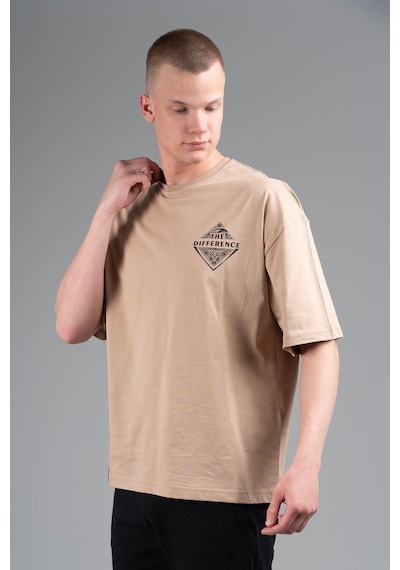 Maraton Sportswear Oversize Erkek Bisiklet Yaka Kısa Kol Basic Açık Vizon T-shirt 22694-açık Vizon