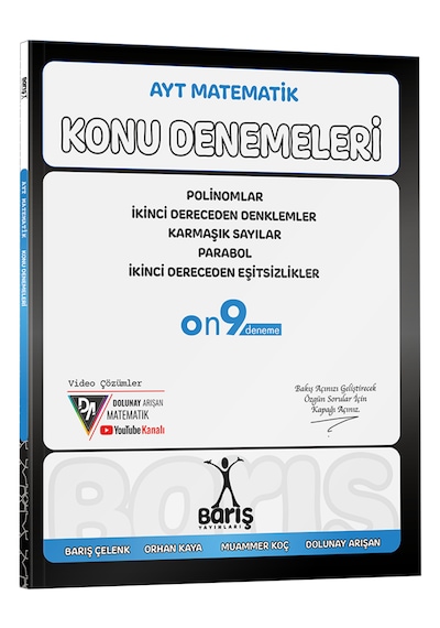 Barış Yayınları AYT Matematik Polinomlar İkinci Dereceden Denklemler - Eşitsizlikler Karmaşık Sayılar Parabol Konu Denemeleri