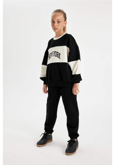 DeFacto Kız Çocuk Baskılı Beli Paçası Lastikli Cepli Siyah Jogger Eşofman Altı D0732A824AUBK81 Siyah