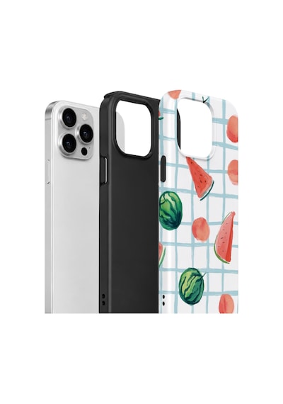 Apple iPhone Uyumlu 12 Pro Max Vorian Çift Katmanlı Kılıf Watermelon Grid