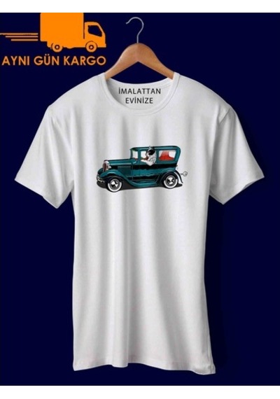 Calhambeque E Bulldog Tasarım Baskılı Tişört Tshirt