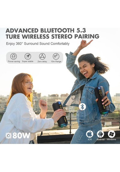 Bluetooth Hoparlörler - Ip67 Su Geçirmez Dış Mekan Taşınabilir Kablosuz Hoparlör, 40w Hd 360 Işıklı Stereo Surround Ses, Özel Eq Ve Derin Bas/v5.3/dsp/24h/tf/aux, Toz Geçirmez, Duş, Kamp İçin