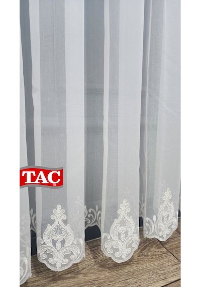 Nakışlı Kort Damask Salon Model Tarz Tasarım Mega Exculusive 3 Kat Pileli Tül Perde Kortmegabyz