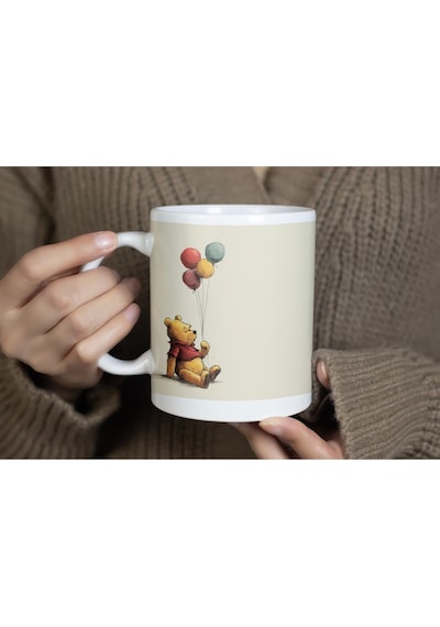 Winnie The Pooh Tasarım Yeni Başlangıç Temalı Kupa Bardak Pozitif Sözlü İlham Veren Hediye Bardak Beyaz