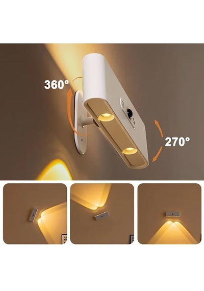 Ledx Sk-bd188f Çift Yönlü Hareket Sensörlü Dekoratif Şarjlı Duvar Aplik 2 Mercekli 15 Smd Ledli 3000k-4000k-6500k