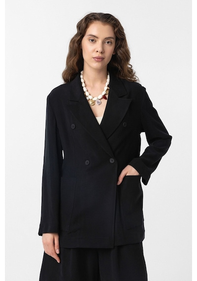 Antioch Kruvaze Kadın Blazer Ceket Siyah
