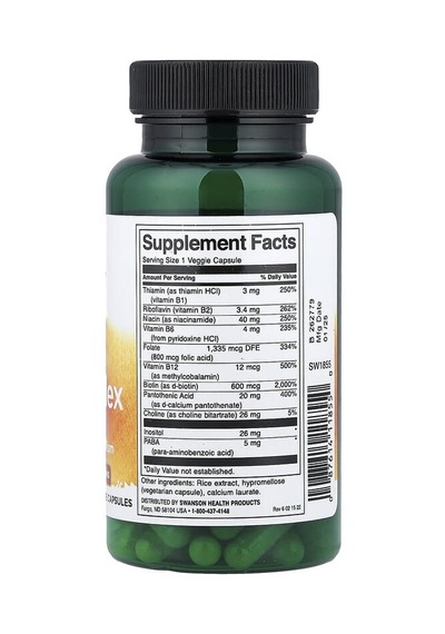 Swanson Vitamins, Daily B-complex, 100 Veg Capsules