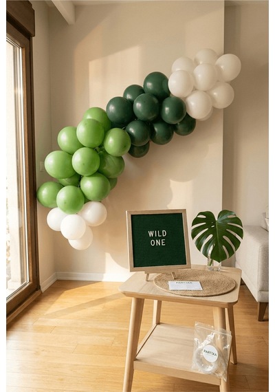 Safari Jungle Doğum Günü Süsleme Classic Set Keçe Yazı Panosu Standlı Pompa Balon Zincirli Çocuk