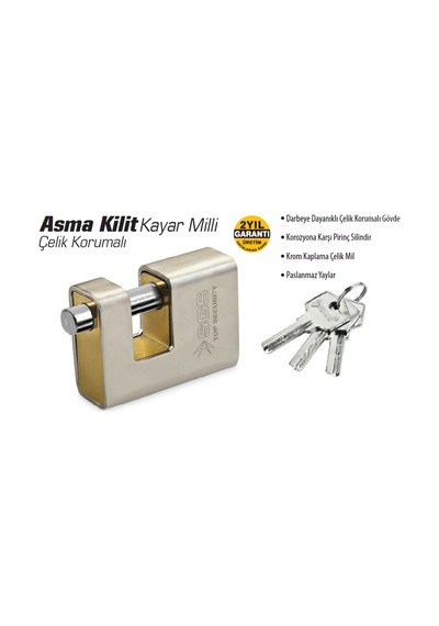 Sgs Yassı Asma Kilit Kayar Milli Çelik Korumalı 90mm Sgs1372