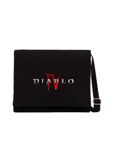 Diablo Iv Logo Siyah Kanvas Postacı Çantası