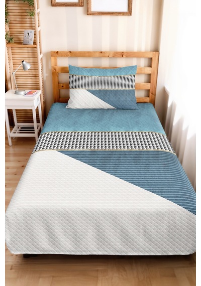 Mavi Geometrik Modern Genç Odası Tek Kişilik Pike Takımı-siyah Beyaz 160x220cm Kapitone Yatak Örtüsü Masalsı Örtü Rüyası