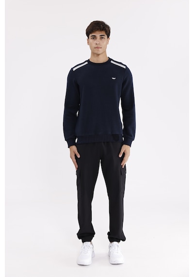 Rowinger Selanik Kumaş Yapılı Esnek Manşetli Konforlu Rahat Kesim Sweatshirt Navyblue