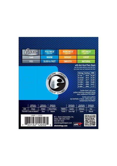 Elixir 12050 Elektro Gitar Teli 10-46 Polyweb Light Coated Nicke