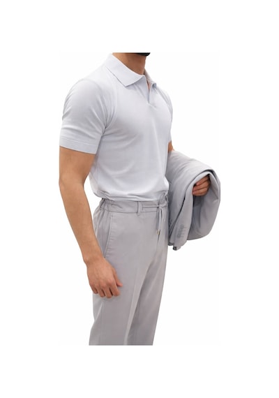 Pike Kumaş Jogger Pantolonlu Erkek Takım Elbise Torba Cepli Tek Düğme Slim Fit Kombin Gri