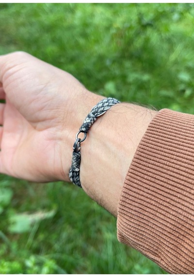 Kazzaze Gümüş Kazaziye Sepet Örgü Bileklik BIL032