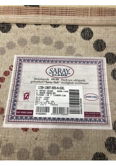 Saray Halı Klasik 10697 R 80X150 Krem Kırmızı Gri Siyah Halı !