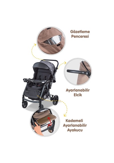 Combo Maxi Pro Çift Yönlü Bebek Arabası Siyah