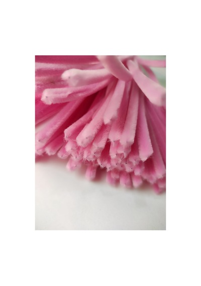 100 Adet Şeker Pembe Şönil, Çiçek Yapımına Uygun Tüylü Tel, 30 Cm 6mm