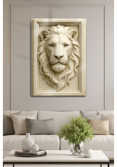 3d Metal Baskı - Aslan Figürlü Dekoratif Tablo, Sanat, Ev Dekorasyon