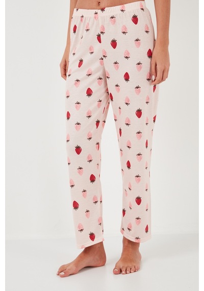 Lela Regular Fit Bisiklet Yaka Kısa Kollu Bayan Pijama Takımı 65770105 Kırmızı