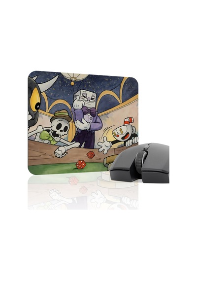 Cuphead Kaymaz Dikişli Kauçuk Oyuncu Mousepad V3 - 22x18 Gaming Mouse Pad Fare Altlığı