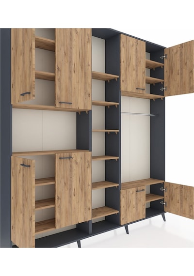 Arges Dolap 18 Raflı 8 Kapaklı Tek Askılı 220x30x243 Antrasit-çam/çam Atlas Çam/atlas Çam Arges Dolap 18 Raflı 8 Kapaklı Tek Askılı 220x30x243 Antrasit-çam/çam Atlas Çam/atlas Çam