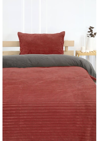 Merinos Eternity Fitilli Peluş Tek Kişilik Nevresim Takımı - Kiremit