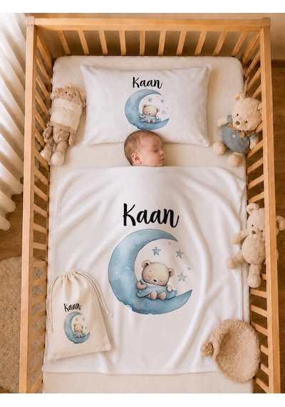Pia Baby Erkek Bebek %100 Pamuk Hediye Seti 6 Lı İsimli Keseli Tulum Şapka Eldiven Battaniye Ve Yastık Kılıfı 1071tybk0x Krem