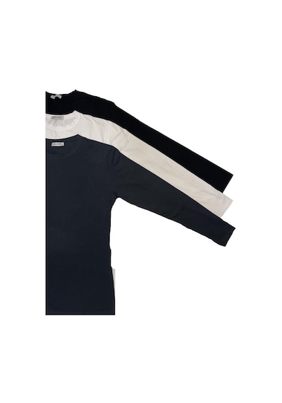 Erkek Slim Fit Dar Kesim Bisiklet Yaka Uzun Kol Pamuklu 3'lü Tişört Paketi 001
