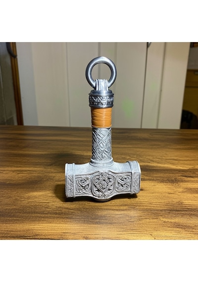 İskandinav Mitolojisi Thor Un Çekici Mjölnir - Antik Gümüş Kaplama Dekoratif Obje 17,3 X 10,7 Cm