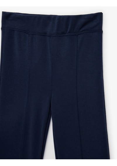 Koton Viskon Karışımlı Slim Fit İspanyol Paça Pantolon Lacivert 6skg40108ak Lacivert