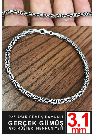 925 Ayar Gümüş Erkek Kare Kral Zincir Bileklik Künye Erkeğe Sevgiliye Hediye Msb15 Beyaz Altın 22561439
