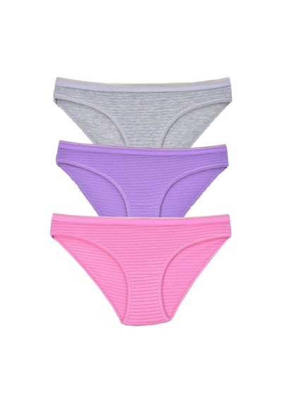 Pemilo Kadın 3'Lü Paket Desenli Bikini Külot Karışık (481017810)-Tek Ebat-Karışık Çok Renkli