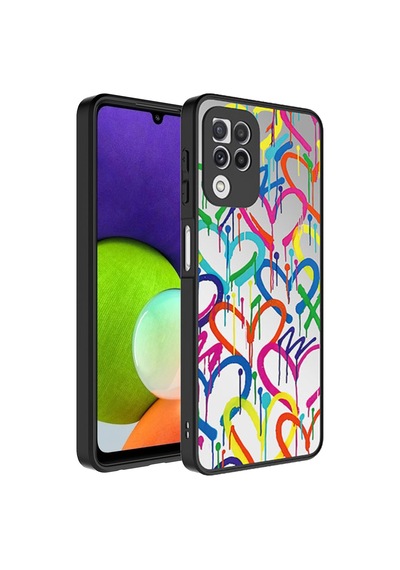 Samsung Galaxy Uyumlu A22 4g Kılıf Aynalı Desenli Kamera Korumalı Parlak Zore Mirror Kapak - Fragile