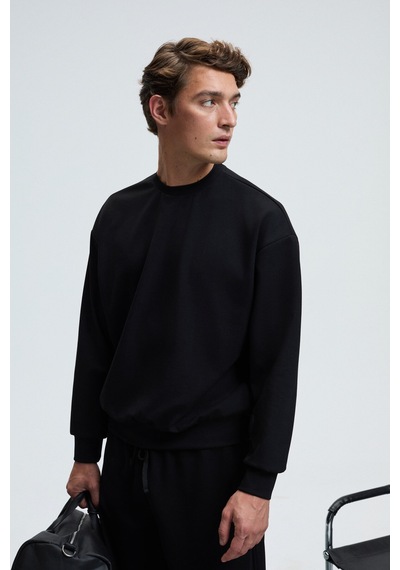 Grimelange Vıento Erkek Bisiklet Yaka Uzun Kollu Regular Fit Siyah Sweatshirt Siyah