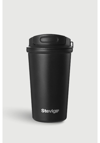 Stevig 4 Work Flip Open Coffee Mug Çelik Termos 400 Ml Black St-250 Siyah
