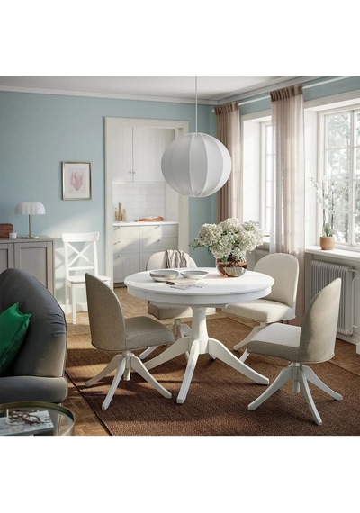 Ikea Beyaz Modern Yemek Masası - Yuvarlak Yemek Masası