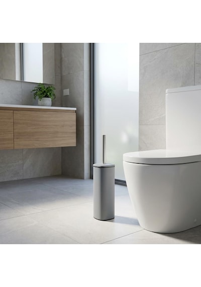 Paslanmaz Çelik Saplı Wc Fırçalık Gri, Kapaklı Tuvalet Fırçası Seti, Hijyenik Saklama Hazneli Banyo Ve Wc Fır Diğer