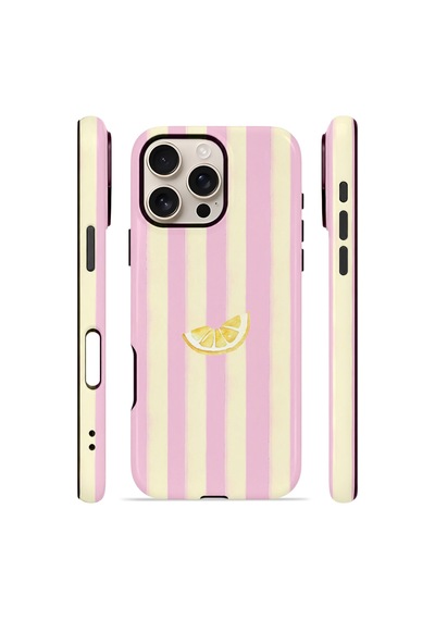 Apple iPhone Uyumlu 16 Pro Vorian Çift Katmanlı Kılıf Lemon Charm Pink