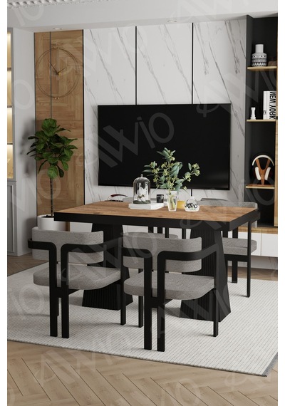 Avvio Pesca Lake Mdf Ayak Tokyo Demonte Sandalye 80x120 Yemek Masası Mutfak Masası 4 Kişilik Akça