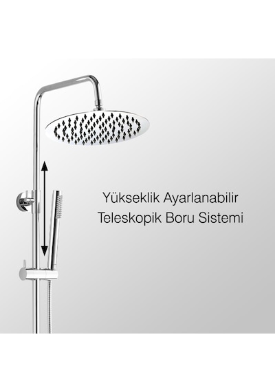 Fause Teleskopik Kolonlu Tepe Duş Seti Pirinç El Başlık Kds106-2 Krom