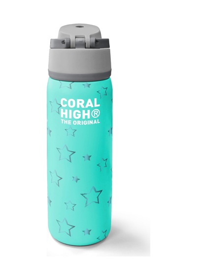 Coral High Turkuaz Yıldız Desenli Pipetli Ve Direkt İçim Çelik Termos 800 Ml 38593 Turkuaz