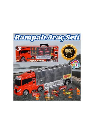 Rampalı İtfaiye Tır Seti - İtfaiye Taşıyıcı Tır - Kaydıraklı Kamyon - Araç Yol Seti - Tır Yol Seti -