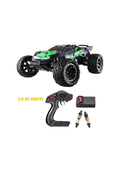 Elektrikli Rc 1:8 Ölçek Servo Motor Süspansiyonlu Arazi Aracı Spor Araç 85 Km Hız Rc Araç - Yeşil