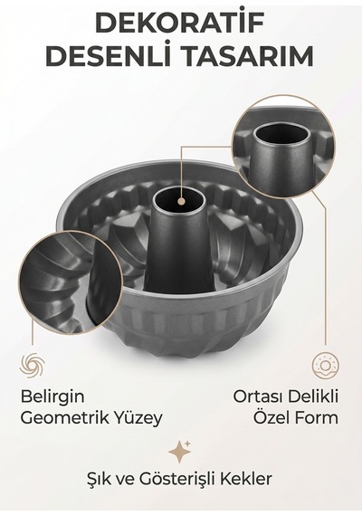 Dilimli Kek Kalıbı 22,5 Cm Gri