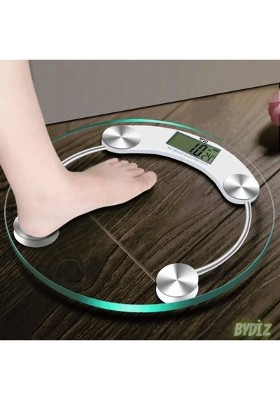 Bydiz Dijital Baskül Banyo Tartısı, 180 Kg Kapasiteli Vücut Tartısı, Temperli Cam, Yuvarlak Tasarım, Led Ekran, O