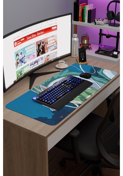Spirited Away Kaymaz Dikişli Kauçuk Oyuncu Mousepad V3 - 90x40 Xxl Gaming Mouse Pad Fare Altlığı