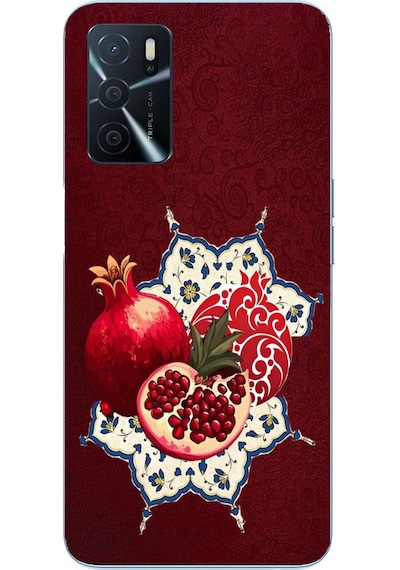 Oppo A16 Uyumlu Nar Retro Baskılı Silikon Kılıf Renkli