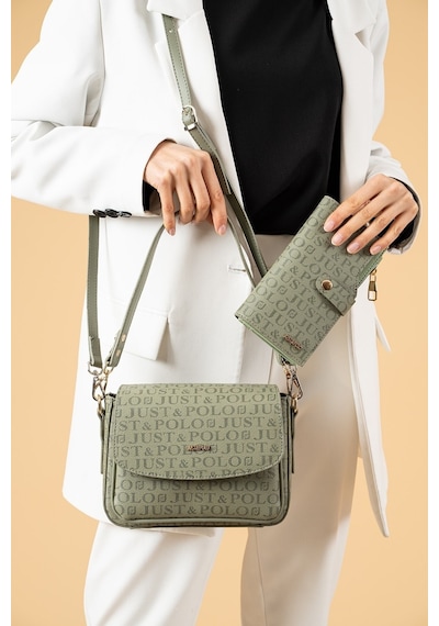Just Polo Kadın Iki Askılı 3 Bölmeli Omuz Ve Çapraz Çantası Kombin 02185-mh Badem Yeşili